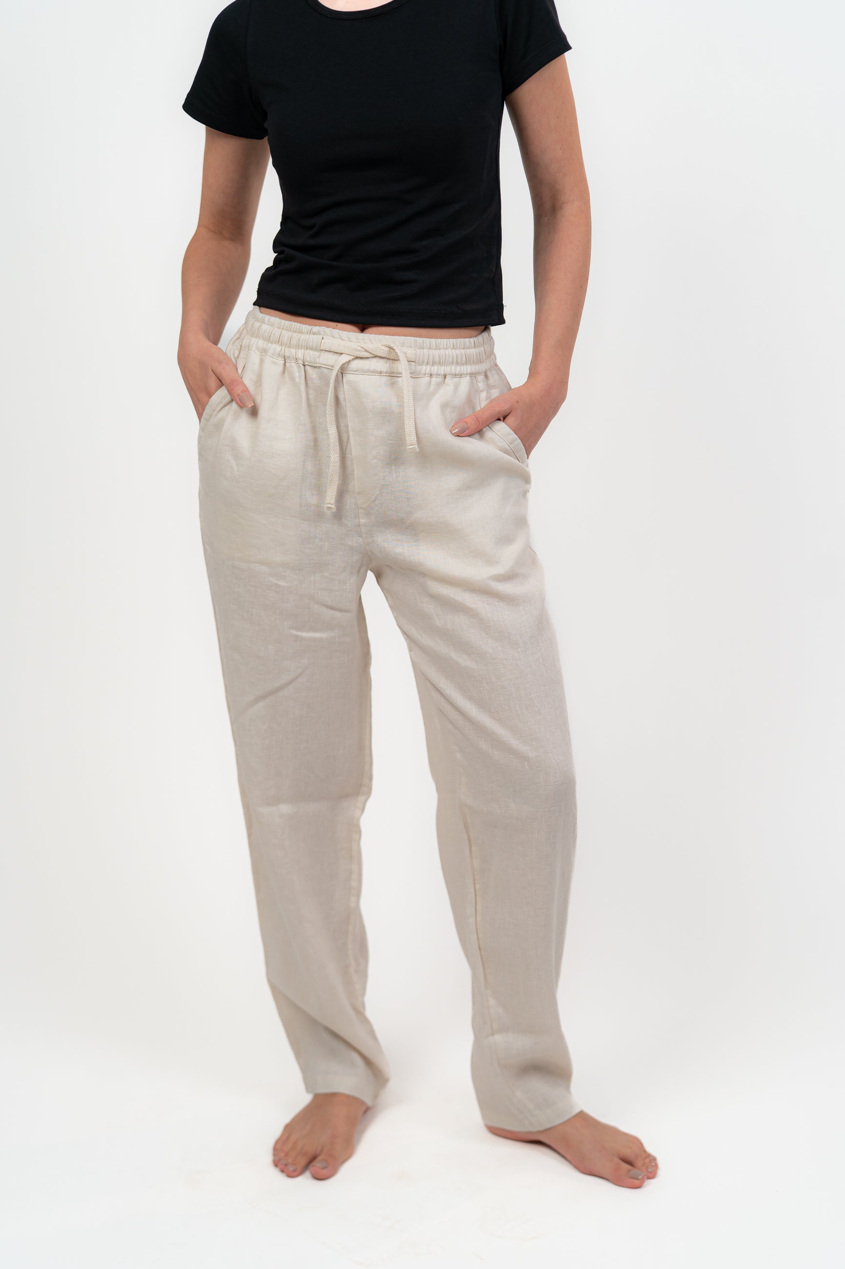 Beige Linien Pants