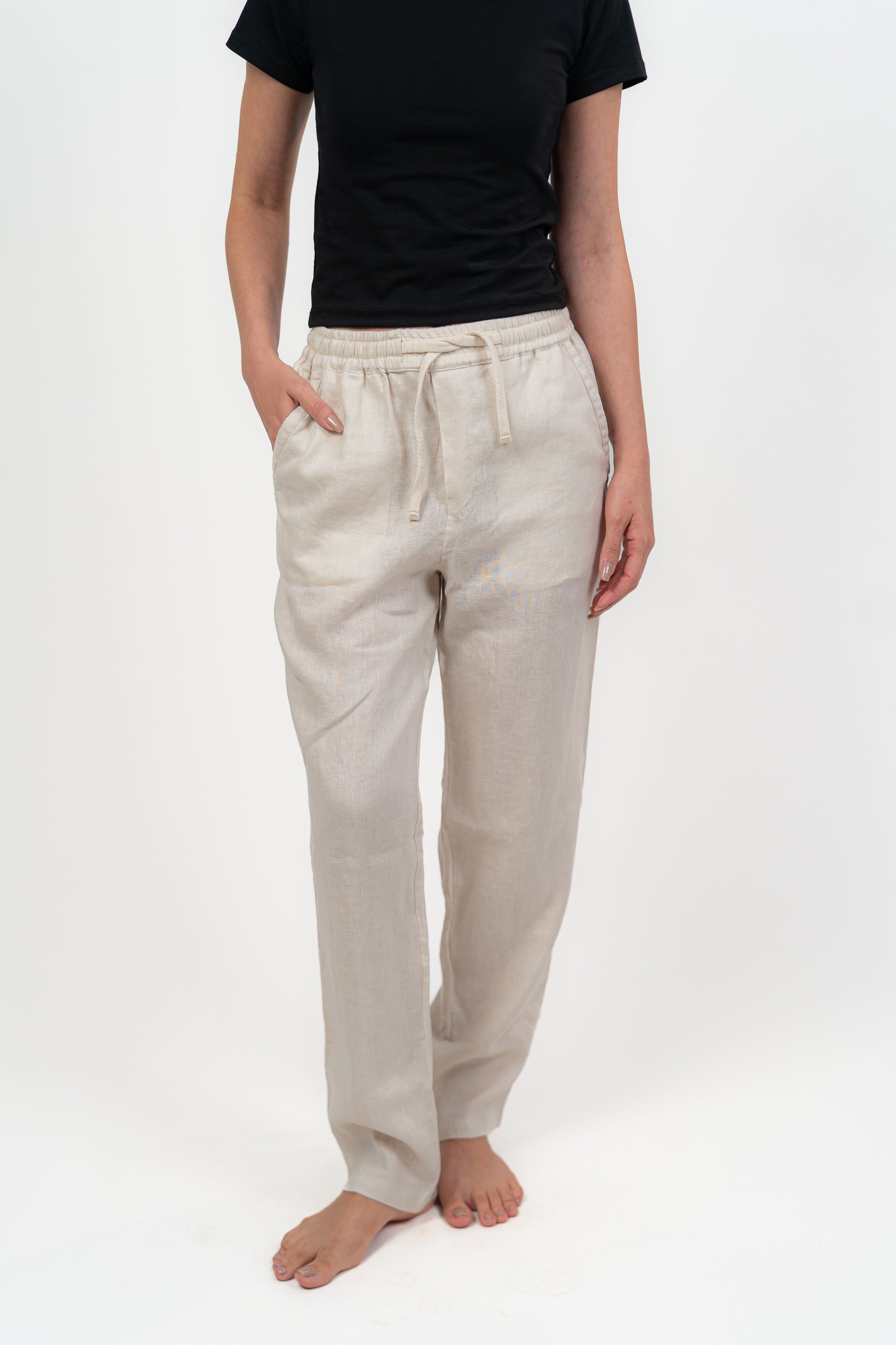 Beige Linien Pants
