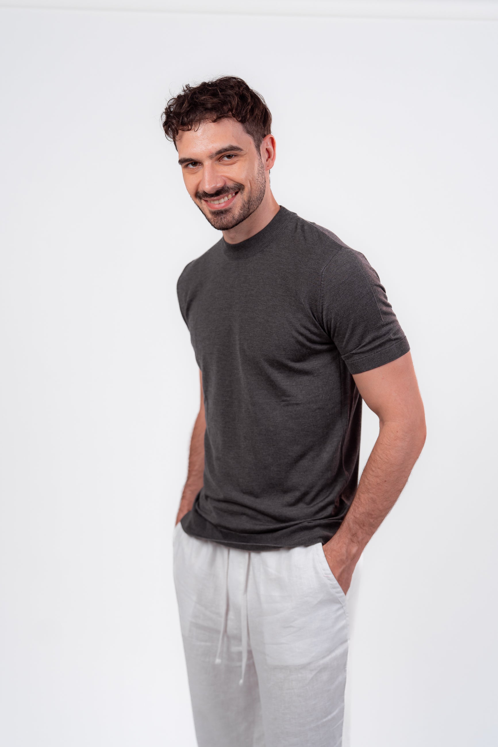 Classic Round Neck Dark Grey