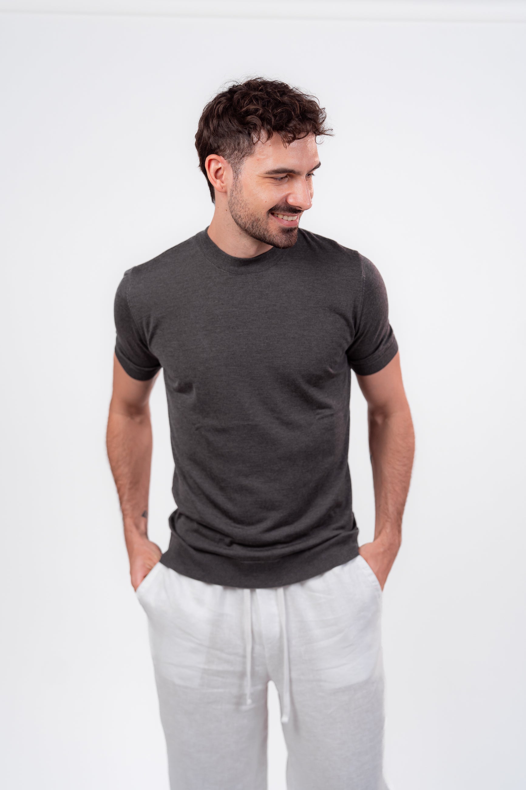 Classic Round Neck Dark Grey