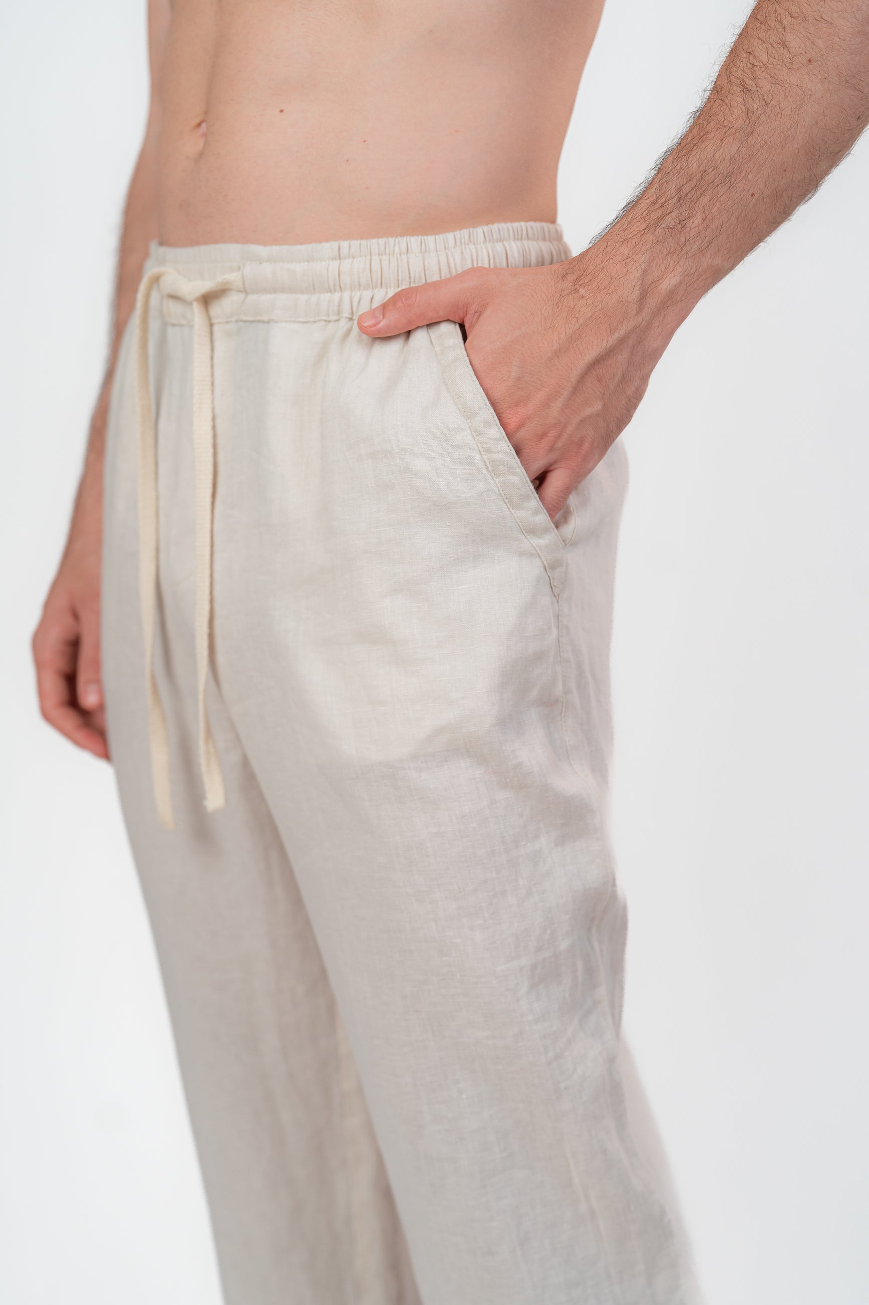 Beige Linien Pants