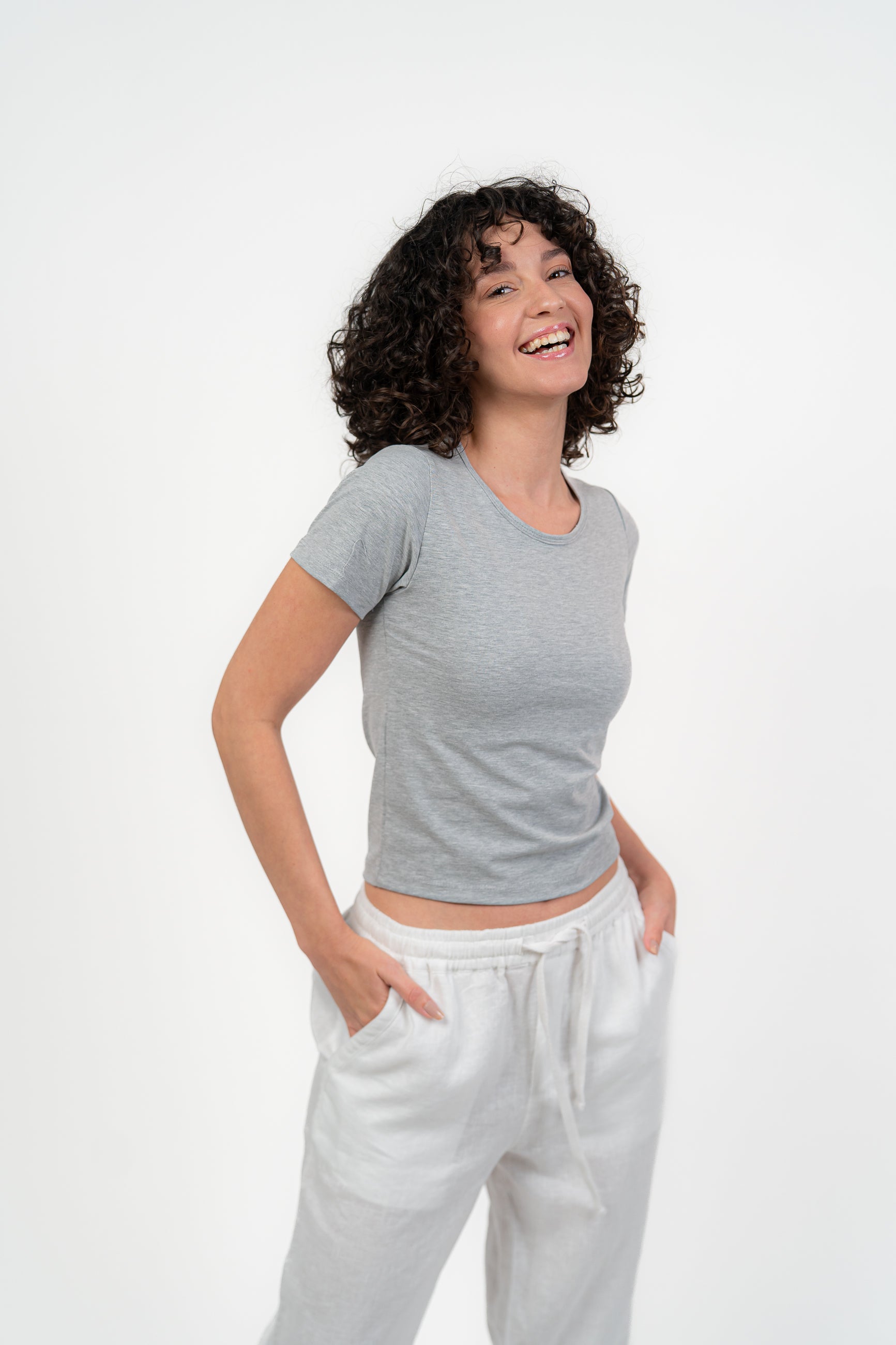 Gray Short Sleeve Top