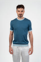 Lined Round Tshirt Baby Blue