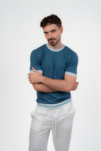 Lined Round Tshirt Baby Blue