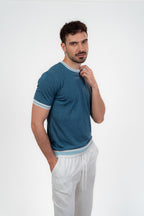 Lined Round Tshirt Baby Blue