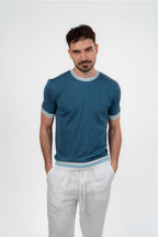 Lined Round Tshirt Baby Blue