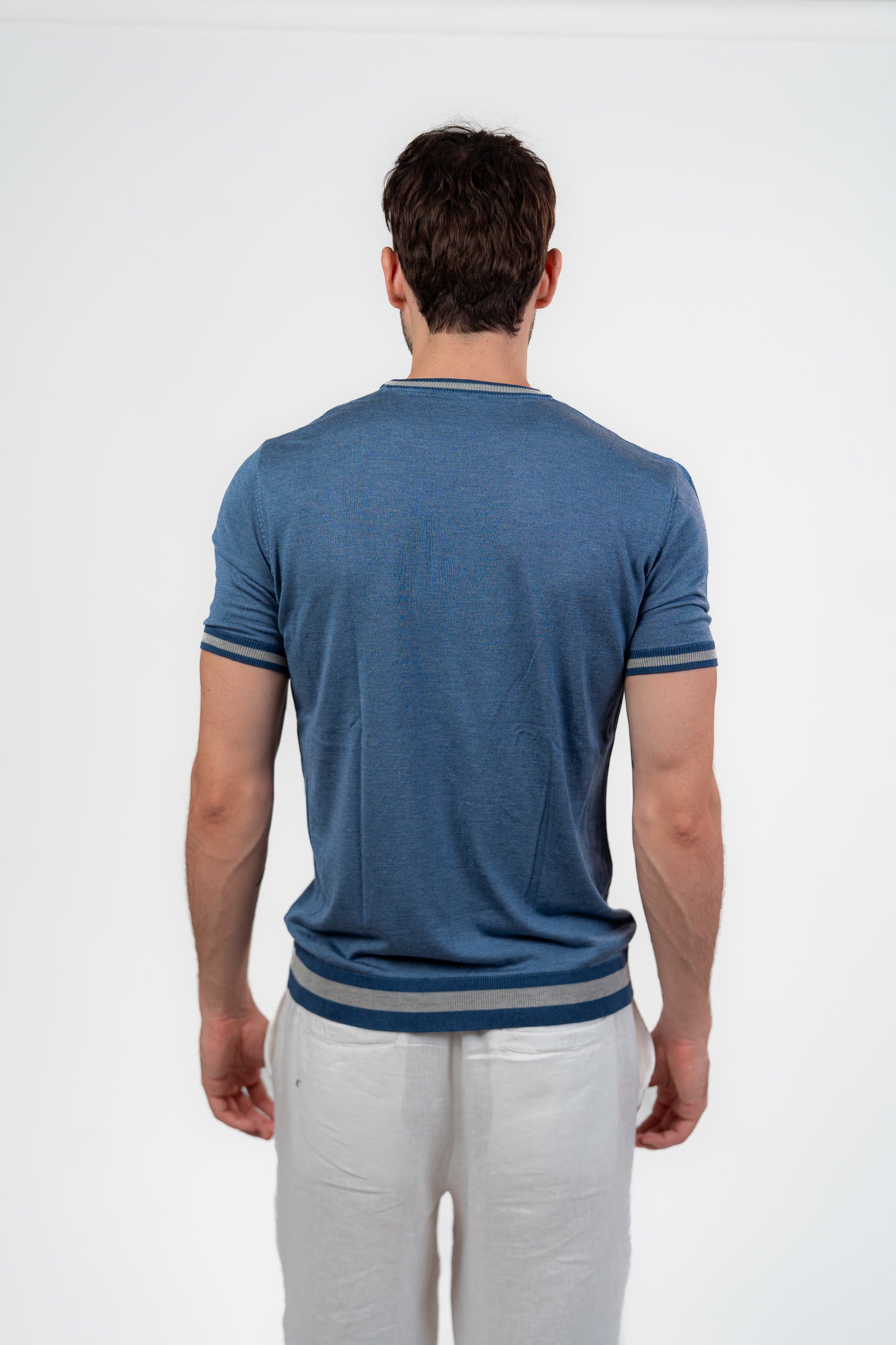 Lined Round Tshirt Dark Blue