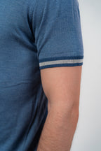 Lined Round Tshirt Dark Blue