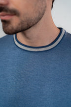 Lined Round Tshirt Dark Blue
