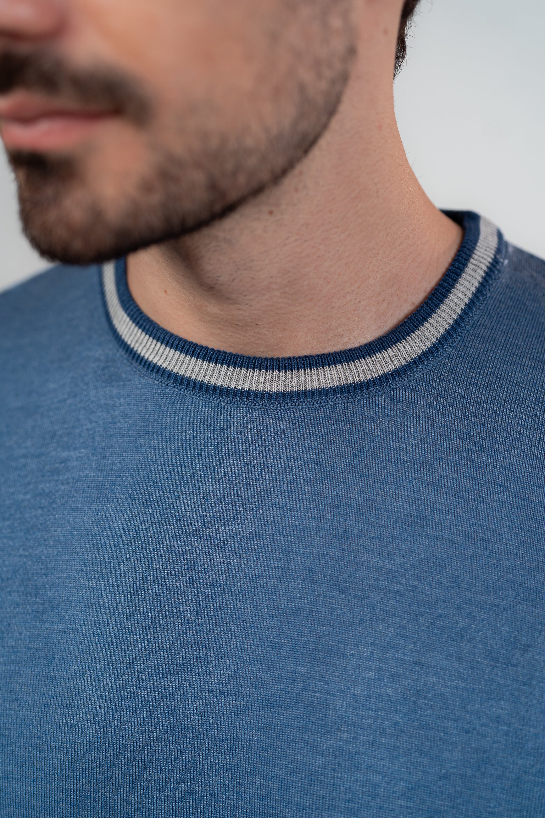 Lined Round Tshirt Dark Blue