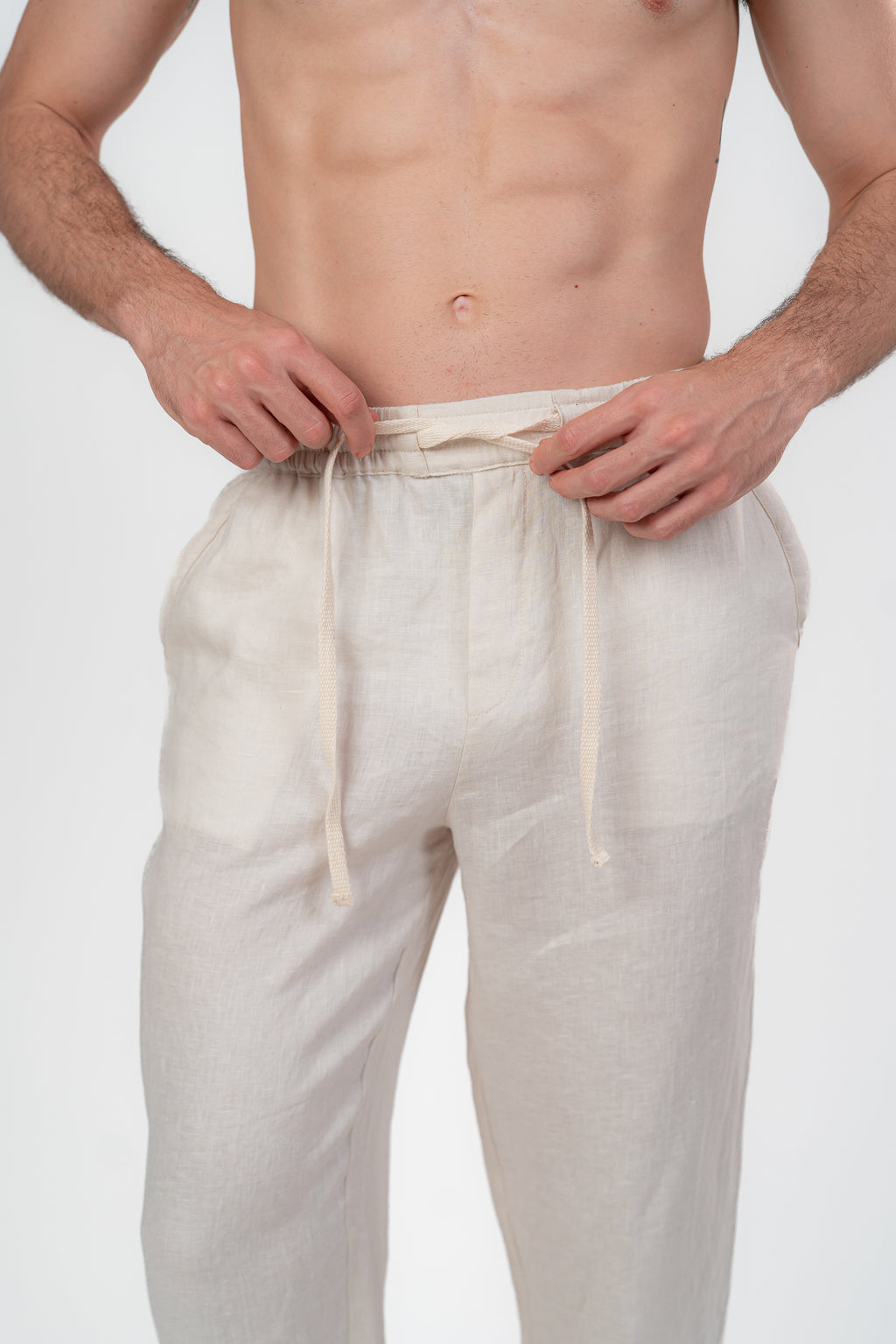 Beige Linien Pants
