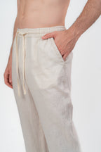 Beige Linien Pants